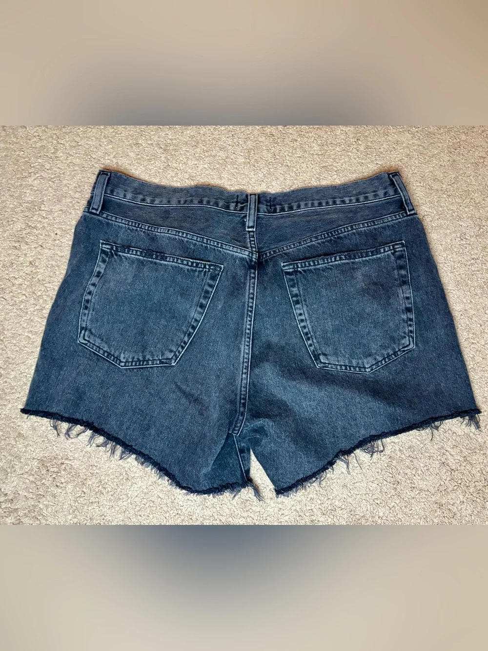 AGOLDE Parker Long Black Frayed Hem Denim Shorts